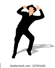 Man with hat dancing, vector 