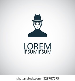 man hat glasses icon, on white background
