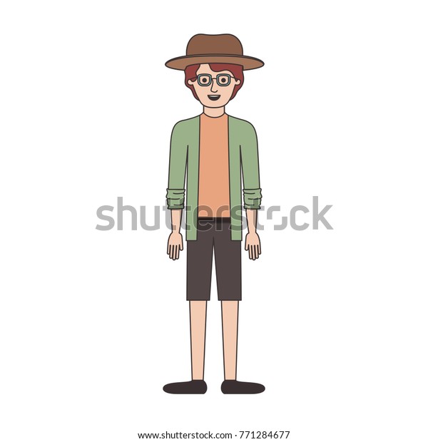 Man Hat Glasses Shirt Jacket Short Stock Vector Royalty Free