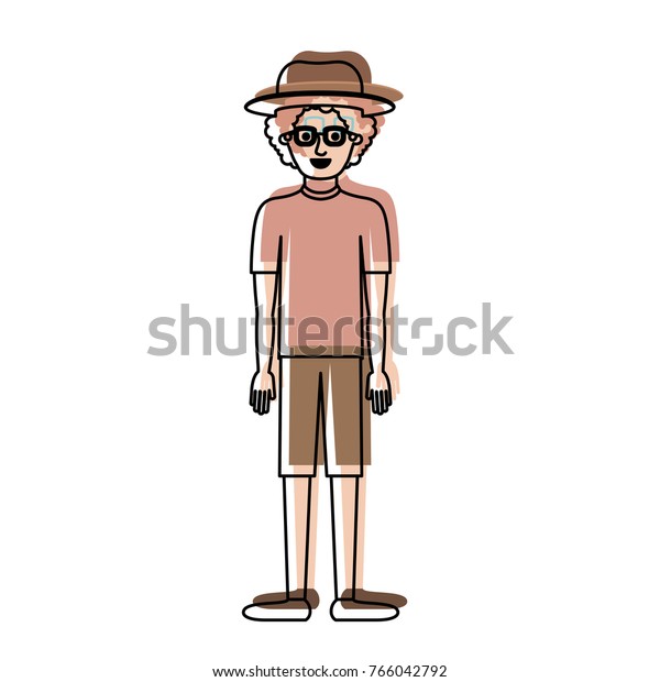 Man Hat Glasses Tshirt Short Pants Stock Vector Royalty Free