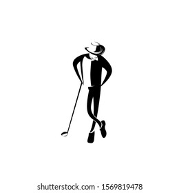 man hat golfer black and white illustration