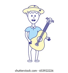 man with hat and guitar instrument