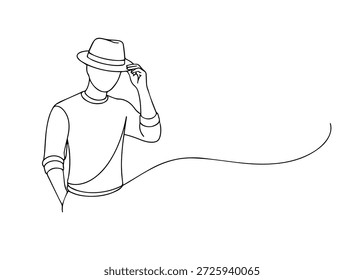 Hombre en un sombrero Dibujar a mano Línea Icono Vector
Icono de la línea del dibujo de la mano del Vector en un fondo transparente