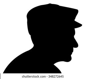 a man with hat, head silhouette vector