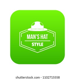 Man hat icon green vector isolated on white background