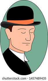 Man with hat, illustration, vector on white background.