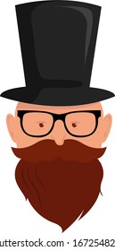 Man with hat, illustration, vector on white background.