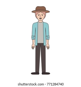 man with hat and jacket and pants and shoes with short hair in colorful silhouette