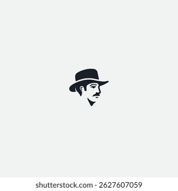 Man in hat logo icon flat vector design