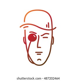 The Man In A Hat With A Monocle Simple Line Style Vector Icon