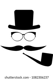 man hat moustache glasses vector