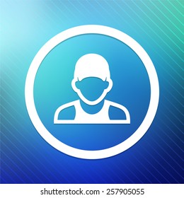 Man with Hat on Blue Round Buttons