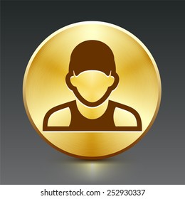 Man with Hat on Gold Round Buttons
