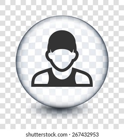 Man with Hat on Transparent Round Buttons
