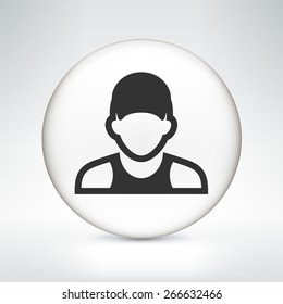 Man with Hat on White Round Buttons