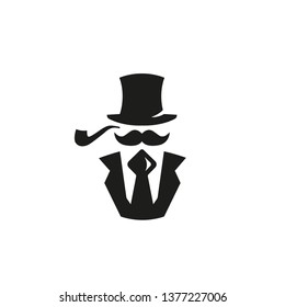 Man in a hat with a pipe. Isolated drawing for use as an icon, logo, identity, in web and application design, for printing on various media and more