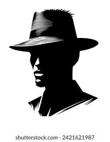 Man with hat silhouette illustration