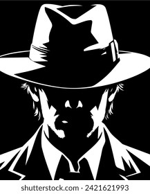 Man with hat silhouette illustration