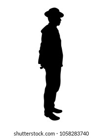 Man with hat silhouette vector