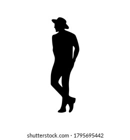 Arte vectorial de la silueta de sombrero de hombre