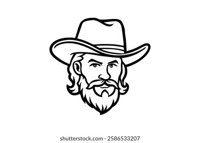 man with hat silhouette vector cowboy hat isolated on white background