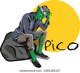 a man in a hat is sitting on a rock