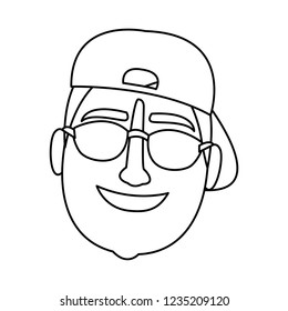 Man with hat and sunglasses in black and white