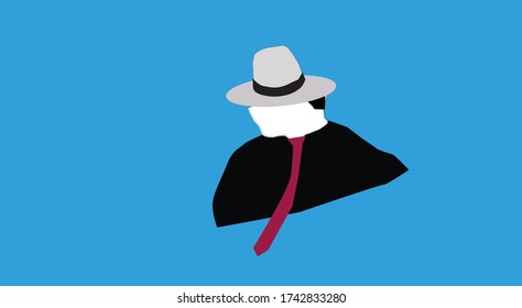 A man with hat and tie vector illustration