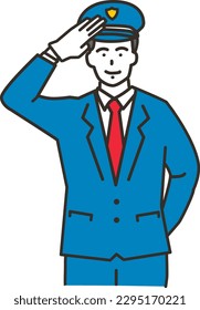 A man in a hat and uniform saluting
