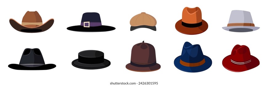 Man hats icon set image