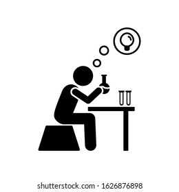 Man have idea in labaratory icon. Simple pictogram of human with idea icons for ui and ux, website or mobile application