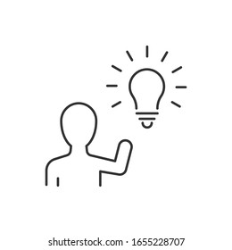 Man have an idea line icon on white background