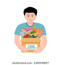Man have sharing everyone by food donation.