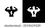 Man have strong muscles icon linear logo isolated