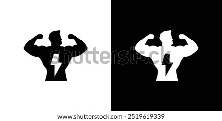 Man have strong muscles icon linear logo isolated