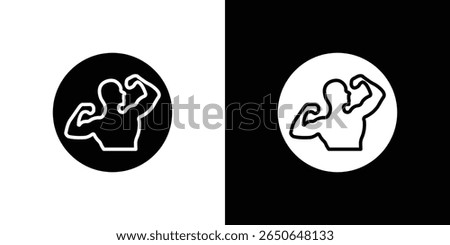 Man have strong muscles icon Isolated flat vector in outline