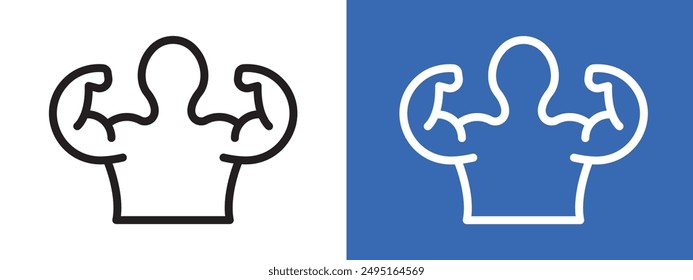 Man have strong muscles logo sign set vector outline
