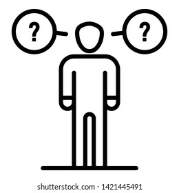 Man haves questions icon. Outline man haves questions vector icon for web design isolated on white background