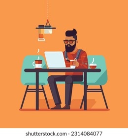 Der Mensch, der Bart hat, arbeitet in der Kaffeemaschine