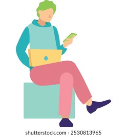 Man having business communication on phone icon