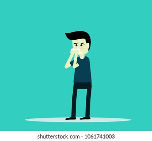man having a cold,Man sick of the flu
