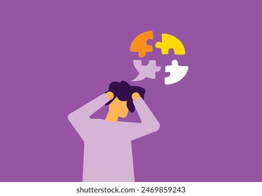 Hombre teniendo confusión debido a problemas de salud mental ilustración