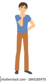 Man having doubts hesitating, isolated vector male character. Questioning or making decision, purchasing and buying, cognitive activity, thinking