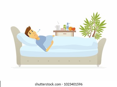 Man Having Flu Cartoon People Characters Stock Vector (royalty Free 