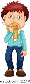 A Man Having Flu on White Background illustration