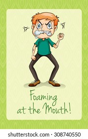Man having foam in his mouth illustration