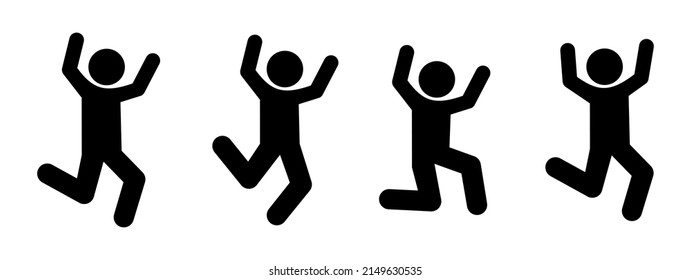 man having fun, funny figurines of jumping little men
