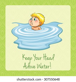 Man having head above water illustration