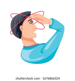 man with having headache, migraine, on white background vector illustration design