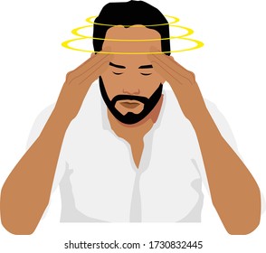 Man having a headache visualization. Vector Illustration